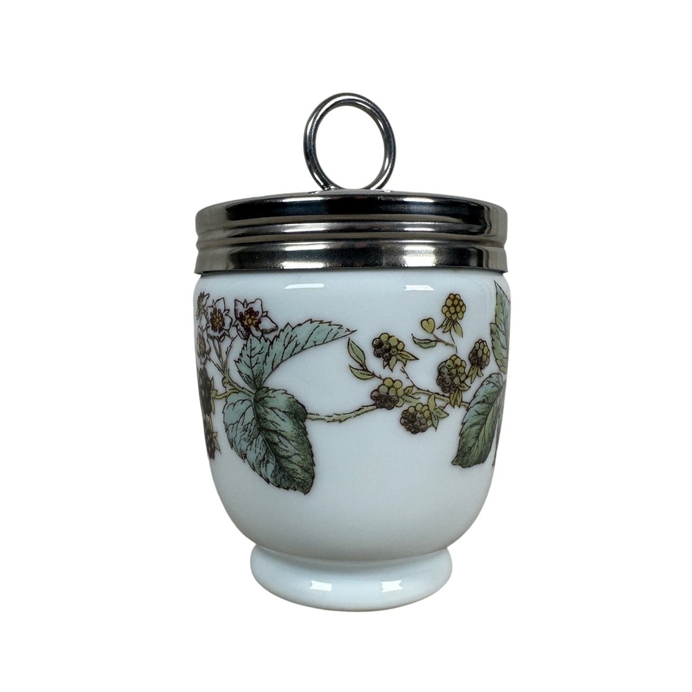 Royal Worcester Porcelain Egg Coddler Blackberry Pattern Metal Lid Made England